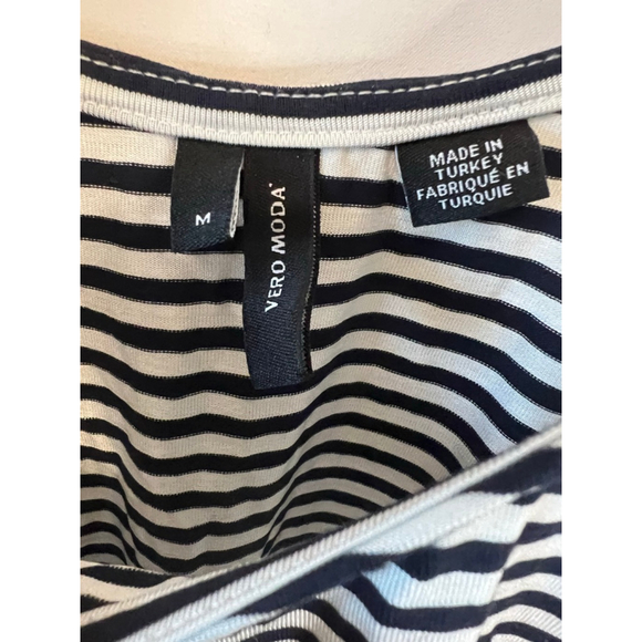 Women's Vero Moda Striped Bodysuit M Black White Sleeveless Tank Shirt - Picture 8 of 8